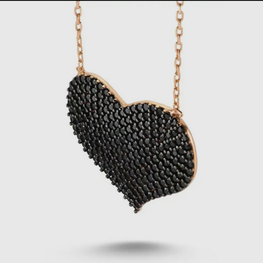 Sterling Black Heart Neckace