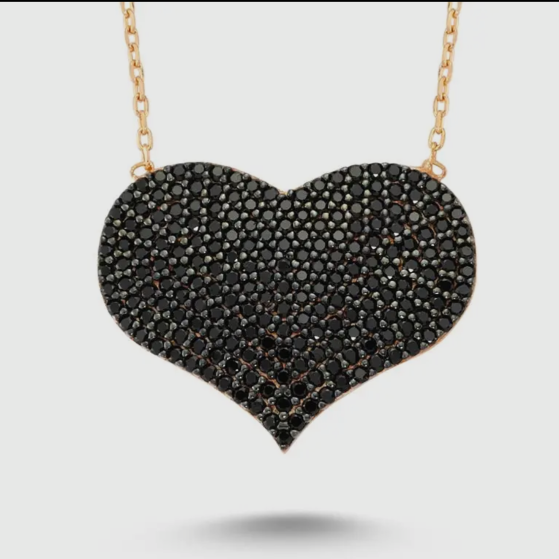 Sterling Black Heart Neckace