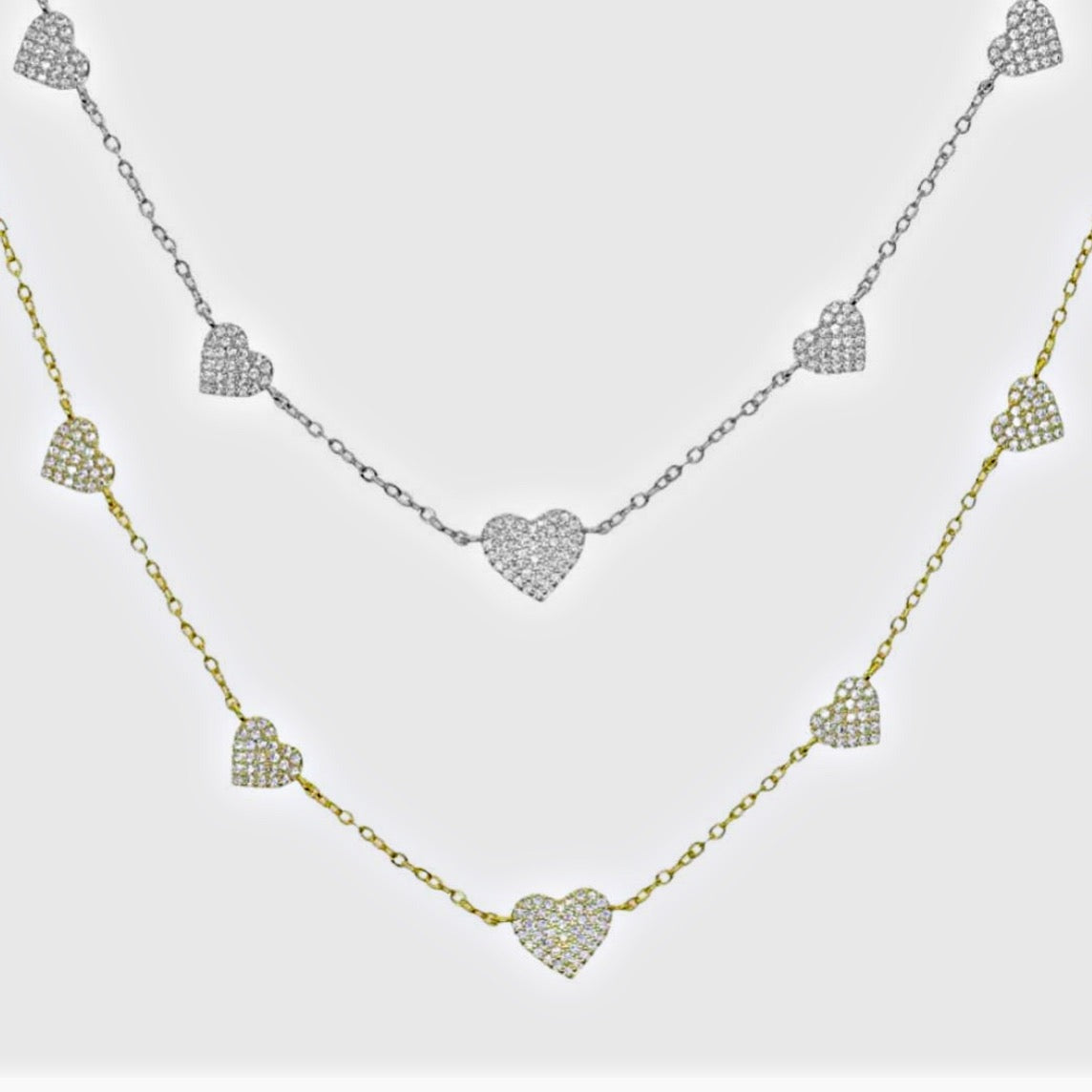 CZ Pave Multi Hearts Choker
