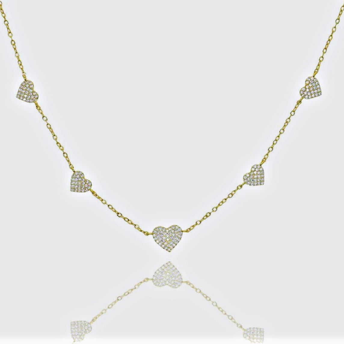 CZ Pave Multi Hearts Choker