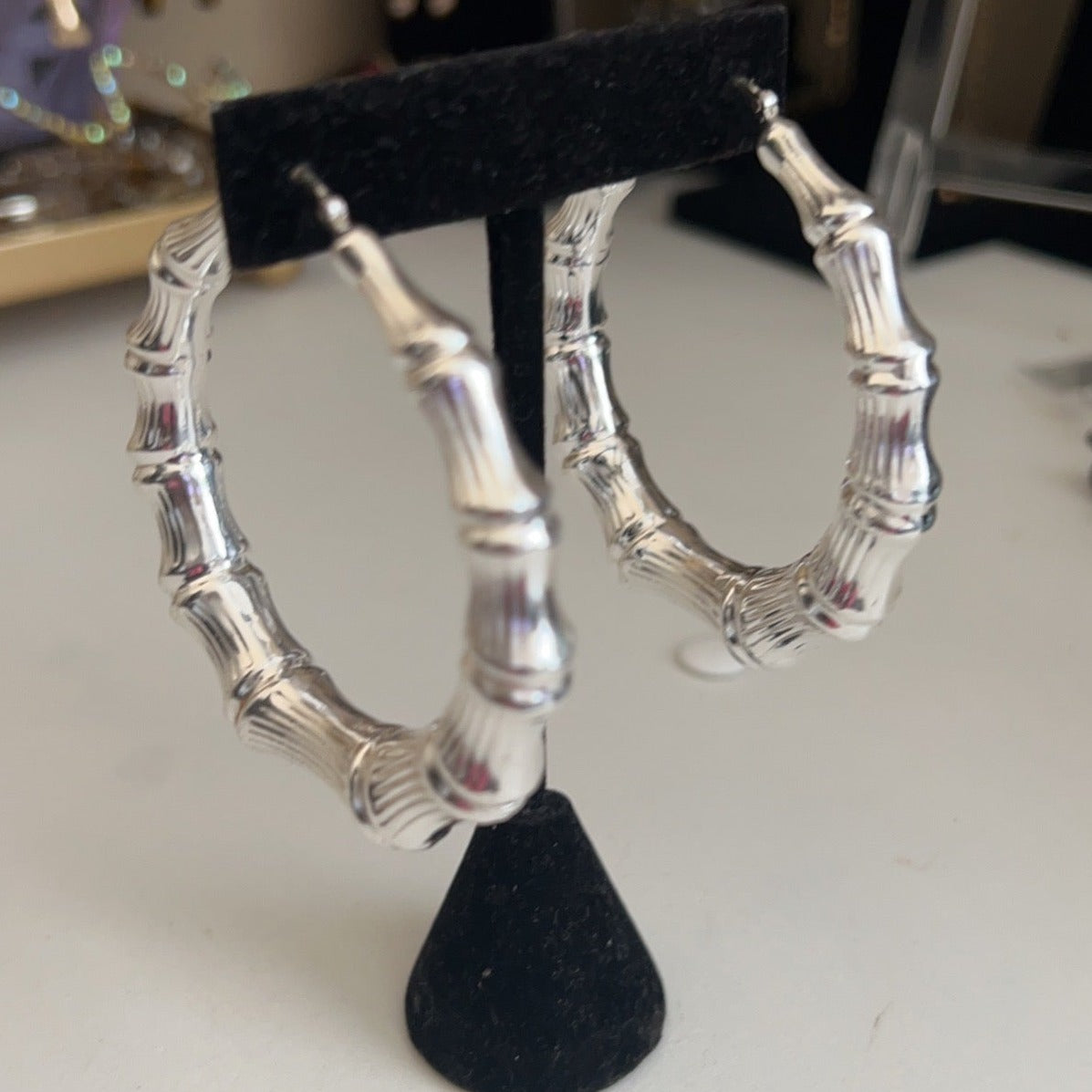 Sterling Bamboo Hoops