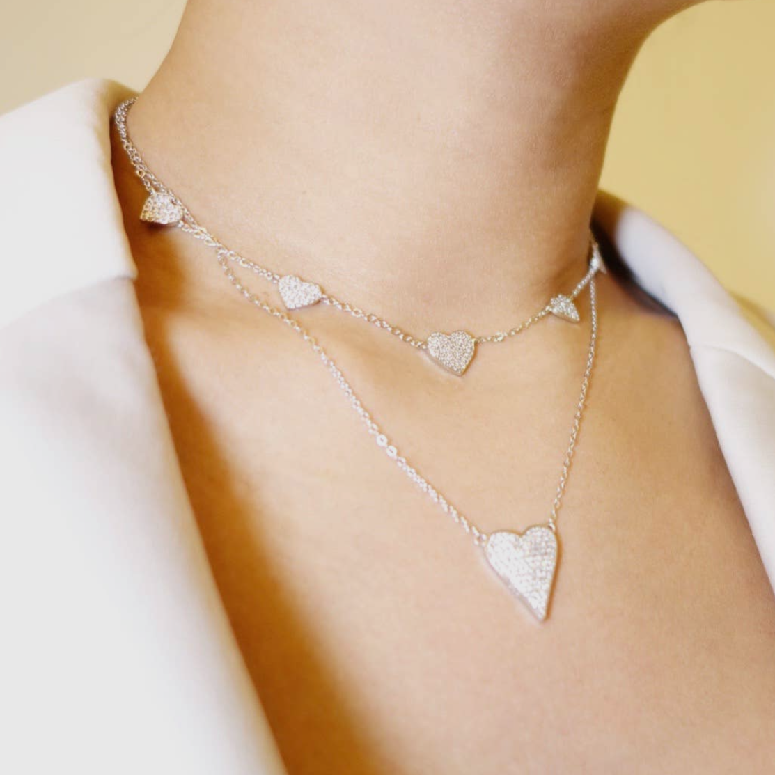 CZ Pave Multi Hearts Choker