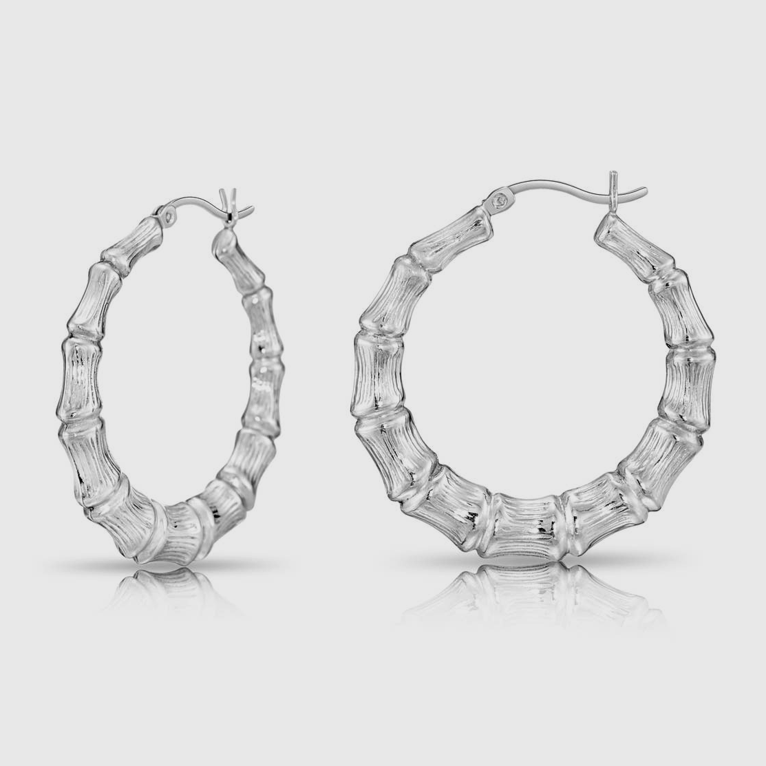 Sterling Bamboo Hoops