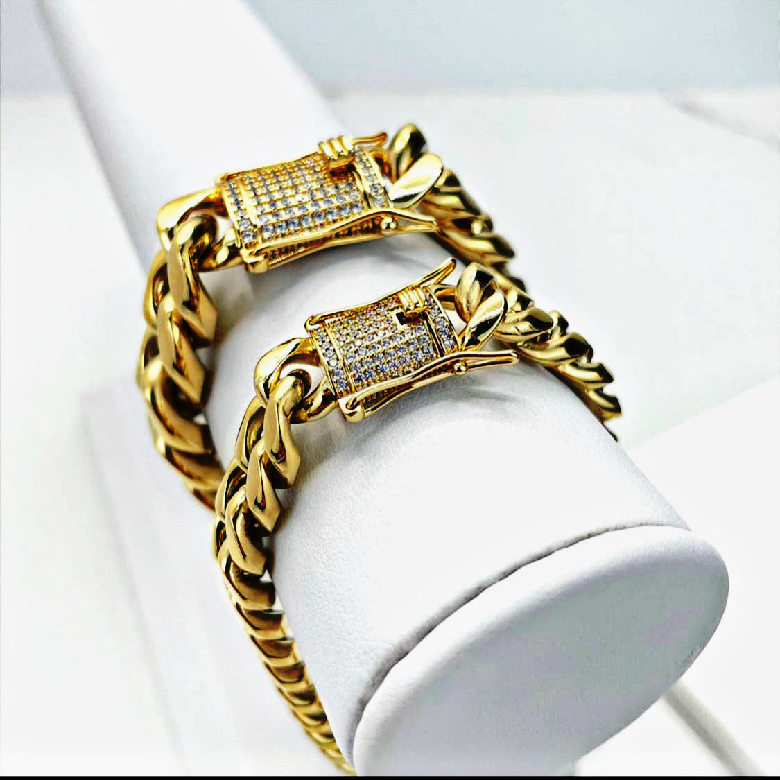 Cuban Link Chain and Bracelet with Micro CZ