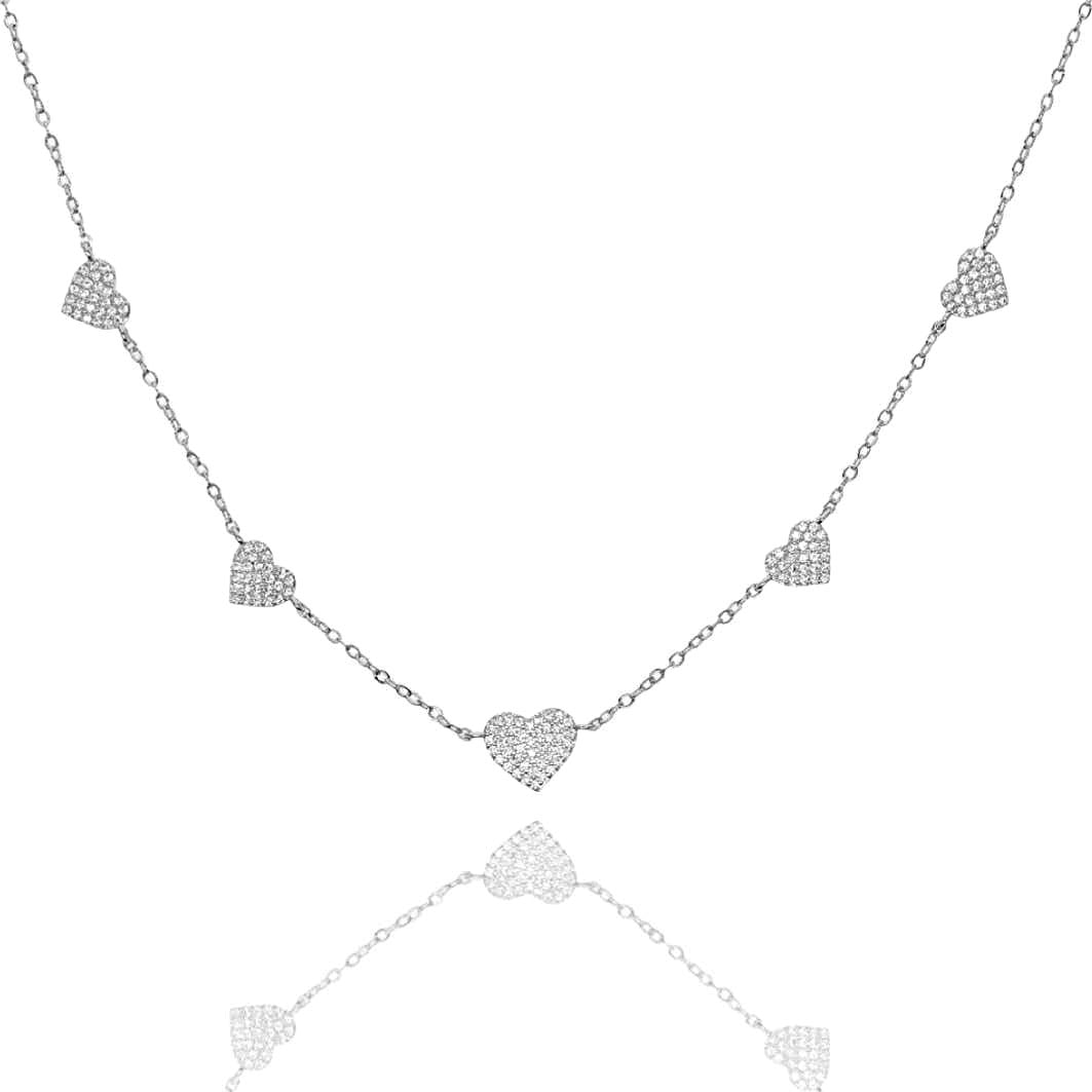 CZ Pave Multi Hearts Choker