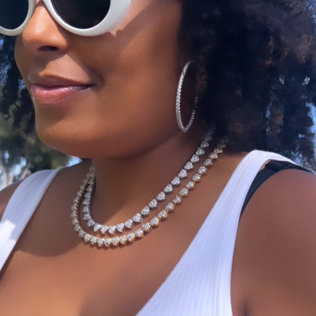 Pave' Heart Tennis Necklace