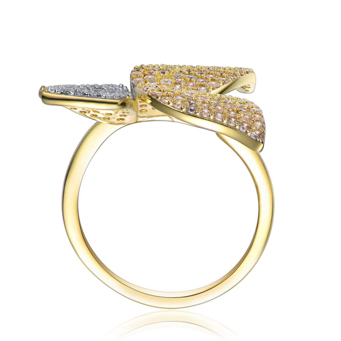 Sterling Silver Two Tone Butterfly Ring