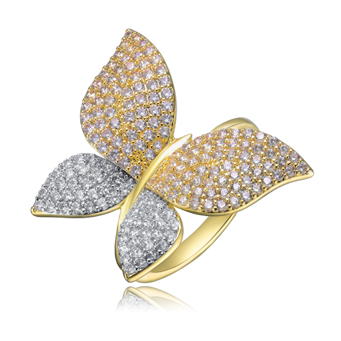 Sterling Silver Two Tone Butterfly Ring