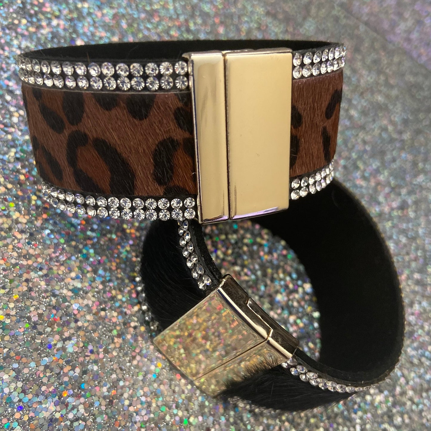 Rhinestones and Fur Bracelet