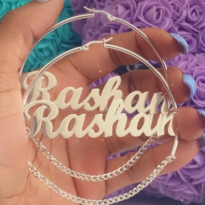 Custom Name Chain Hoops