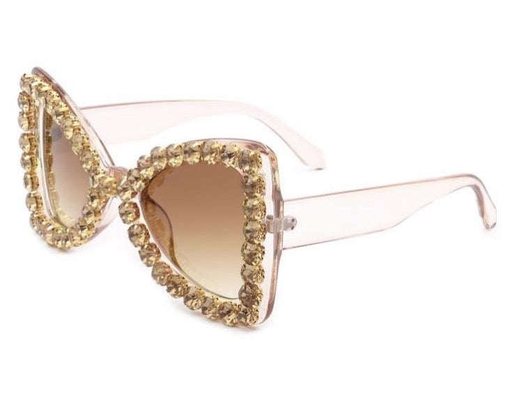 Oversize Rhinestone Retro Cat Eye Sunglasses