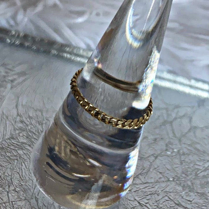 14k Solid Gold Cuban Curb Chain Ring