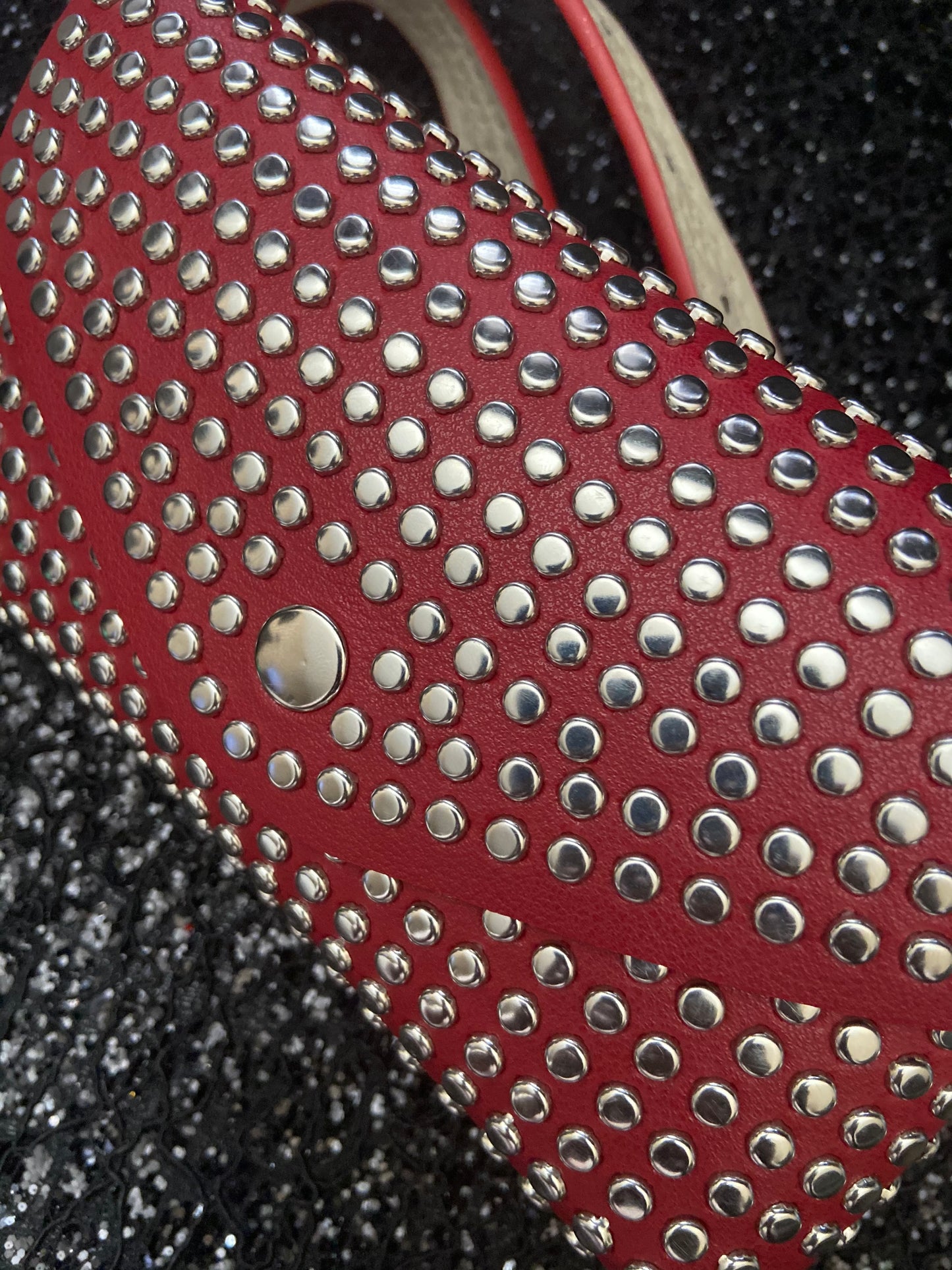 Red Studded Belt Bag