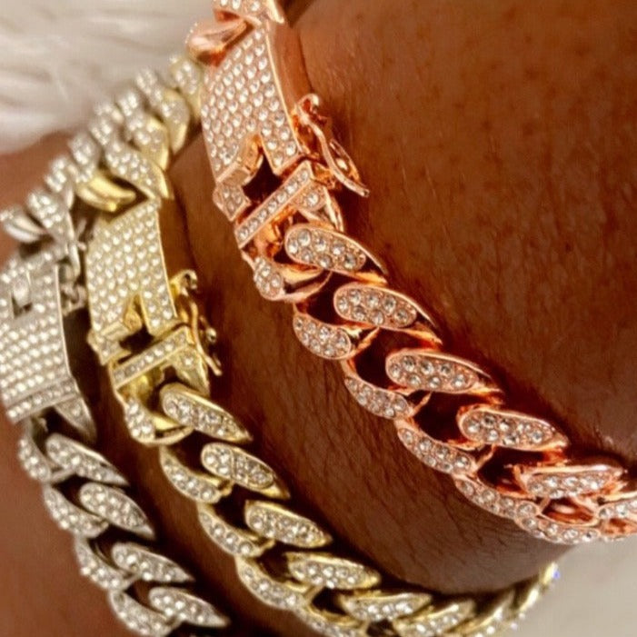 Crystal Cuban Link Anklet