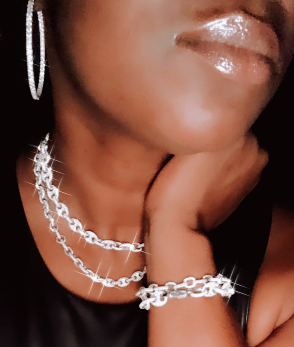 Sterling Pave’ Puff Bracelet