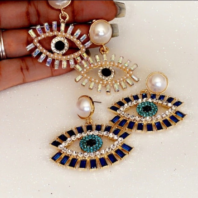 Evil Eye Pearl Earring