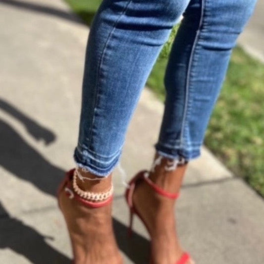 Crystal Cuban Link Anklet
