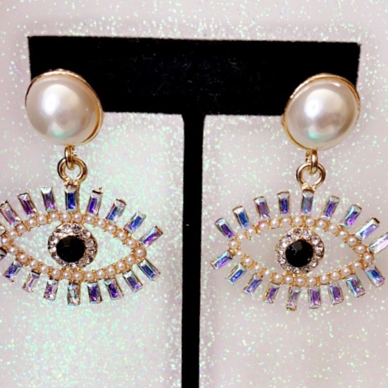 Evil Eye Pearl Earring