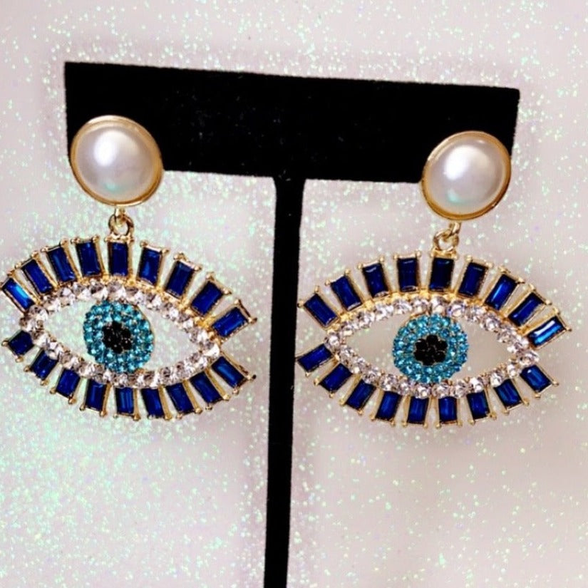 Evil Eye Pearl Earring