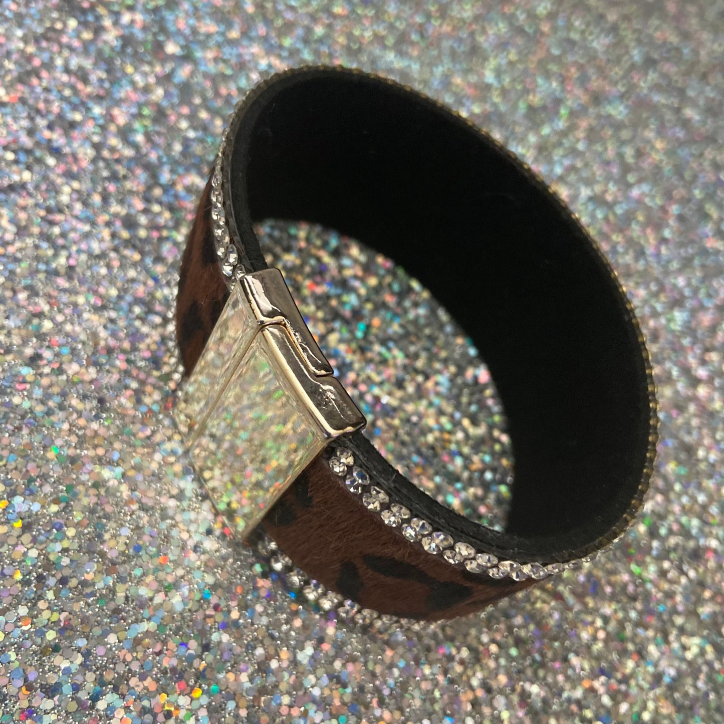 Rhinestones and Fur Bracelet