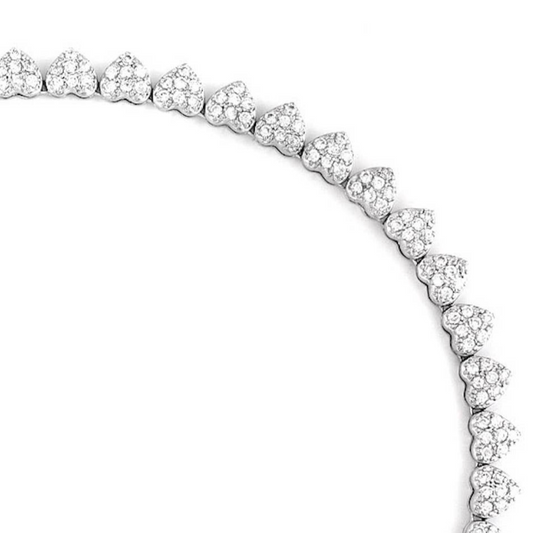 Pave' Heart Tennis Necklace