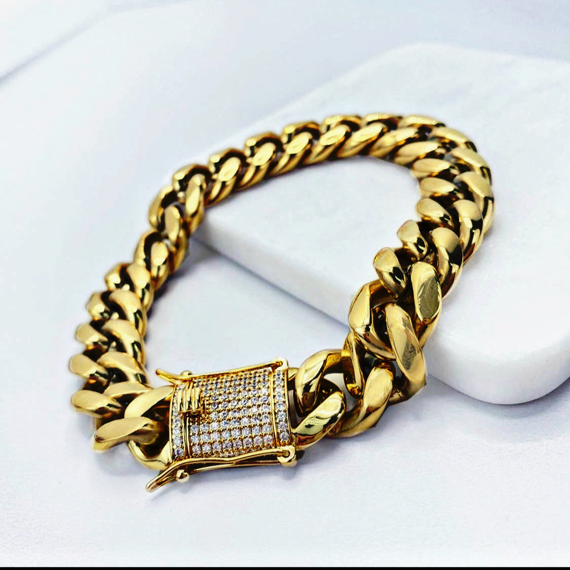 Cuban Link Chain and Bracelet with Micro CZ