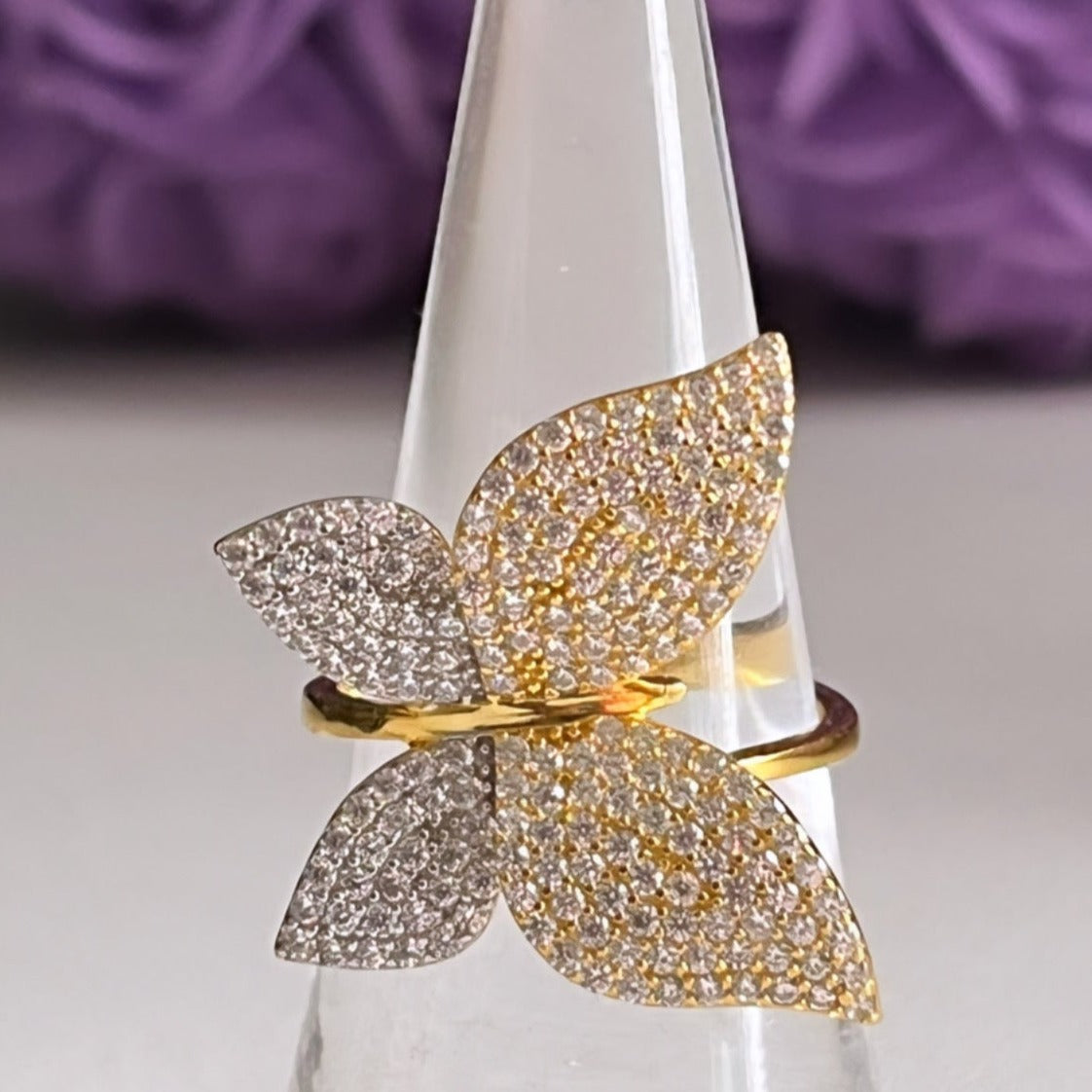 Sterling Silver Two Tone Butterfly Ring