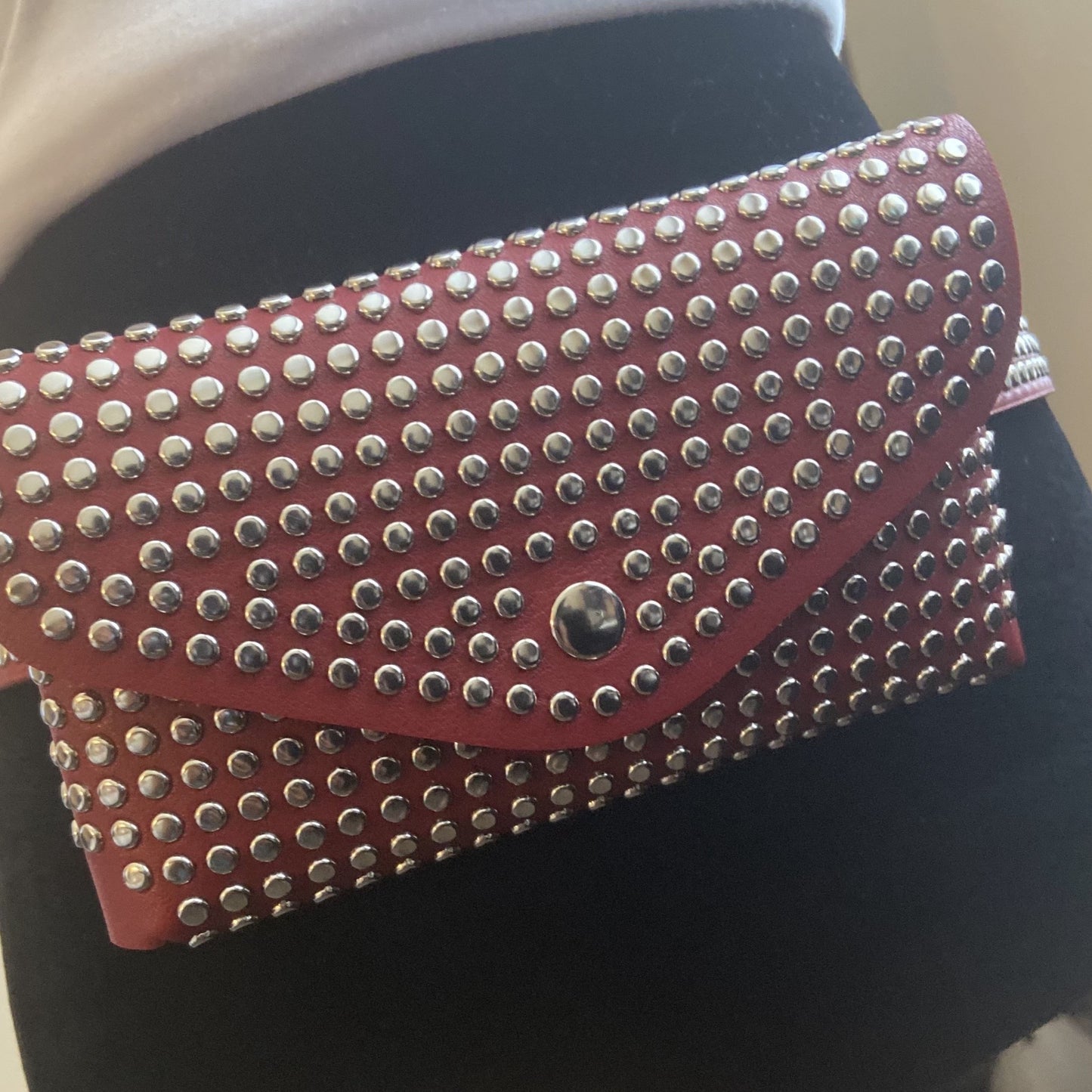 Red Studded Belt Bag