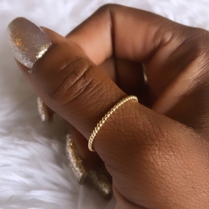 14k Gold Beaded Ring